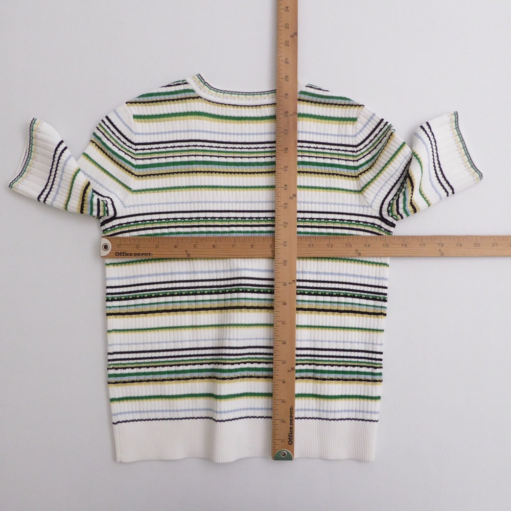 Veronica Beard Womens Varia Cardigan White Multi Metallic Stripe Ribbed Knit XS - Picture 6 of 11